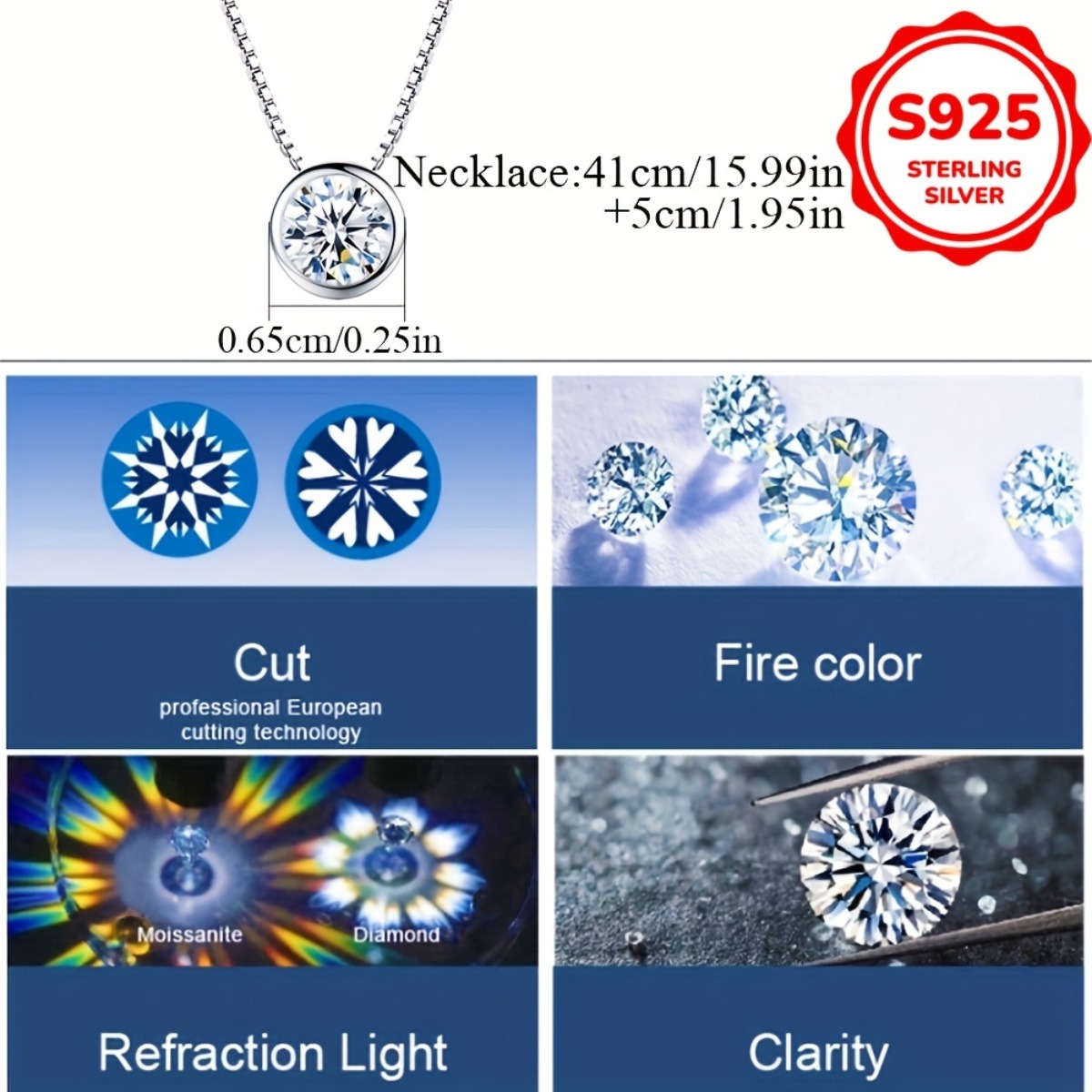 Women's Adjustable Circular Cut Synthetic Zirconia Collarbone Chain Necklace